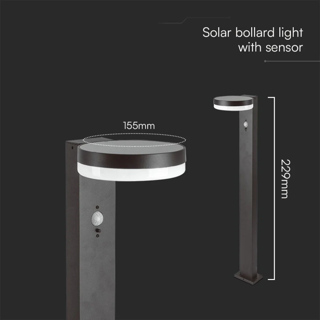Piantana Solare LED 5.5W con Sensore PIR IP54 Luce Calda 3000K - Image 2