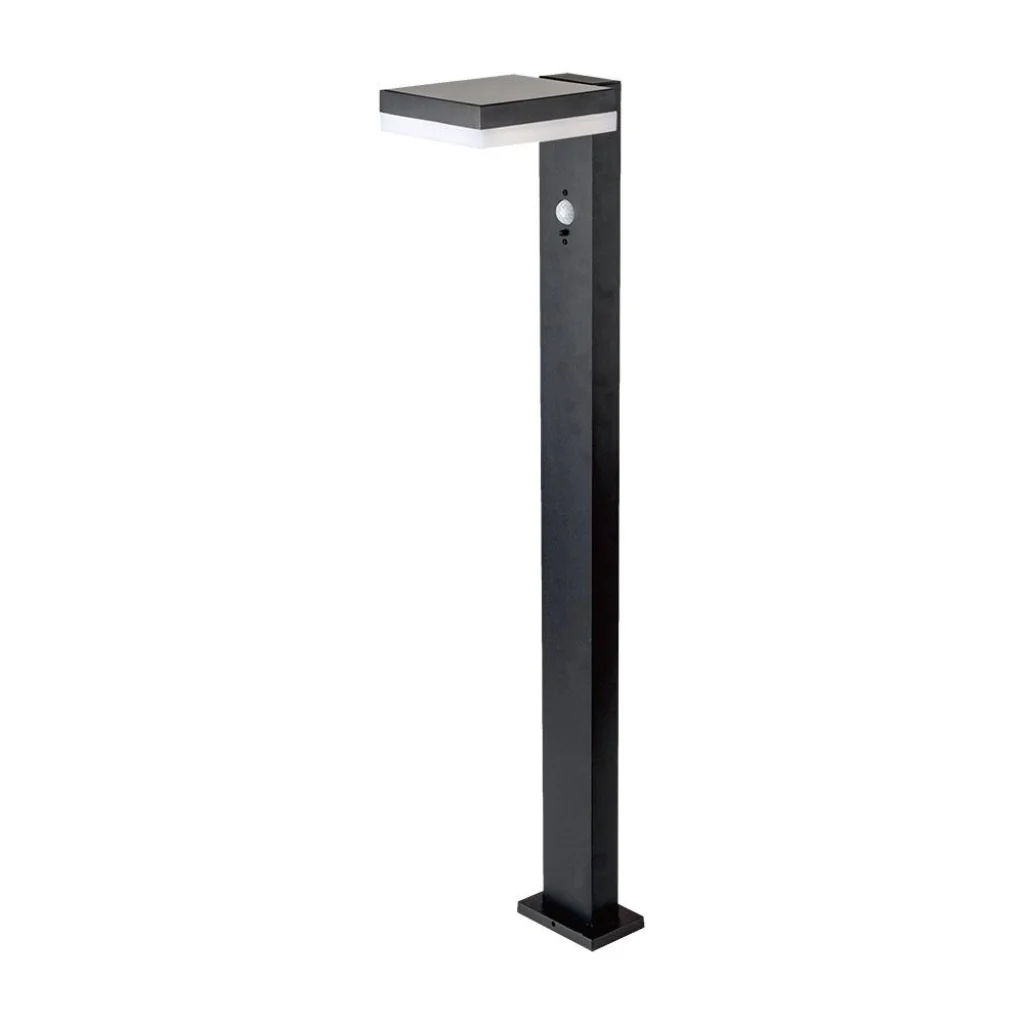 Piantana LED Solare Quadrata 5.5W con Sensore PIR 3000K IP54