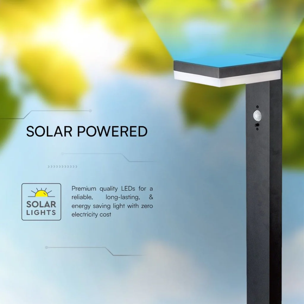 Piantana LED Solare Quadrata 5.5W con Sensore PIR 3000K IP54 - Image 5