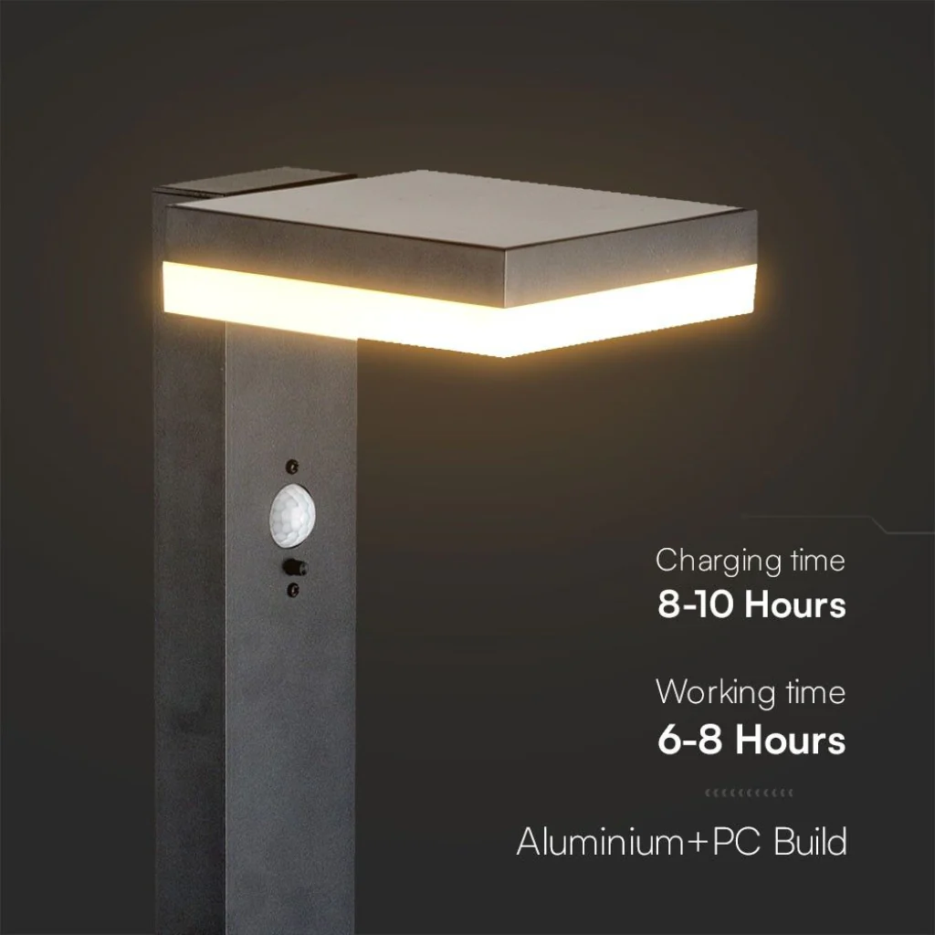 Piantana LED Solare Quadrata 5.5W con Sensore PIR 3000K IP54 - Image 6