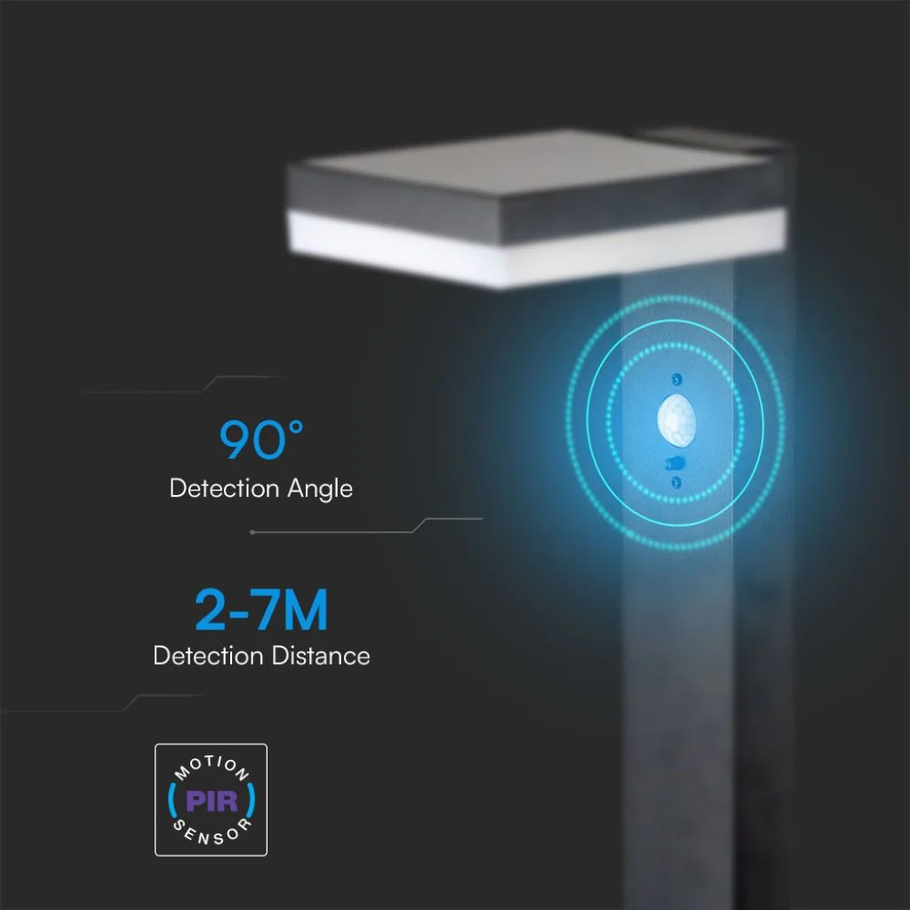 Piantana LED Solare Quadrata 5.5W con Sensore PIR 3000K IP54 - Image 7