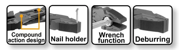 Pinza 180mm – Azione Combinata, Portachiodi, Impugnatura Ergonomica - Image 4