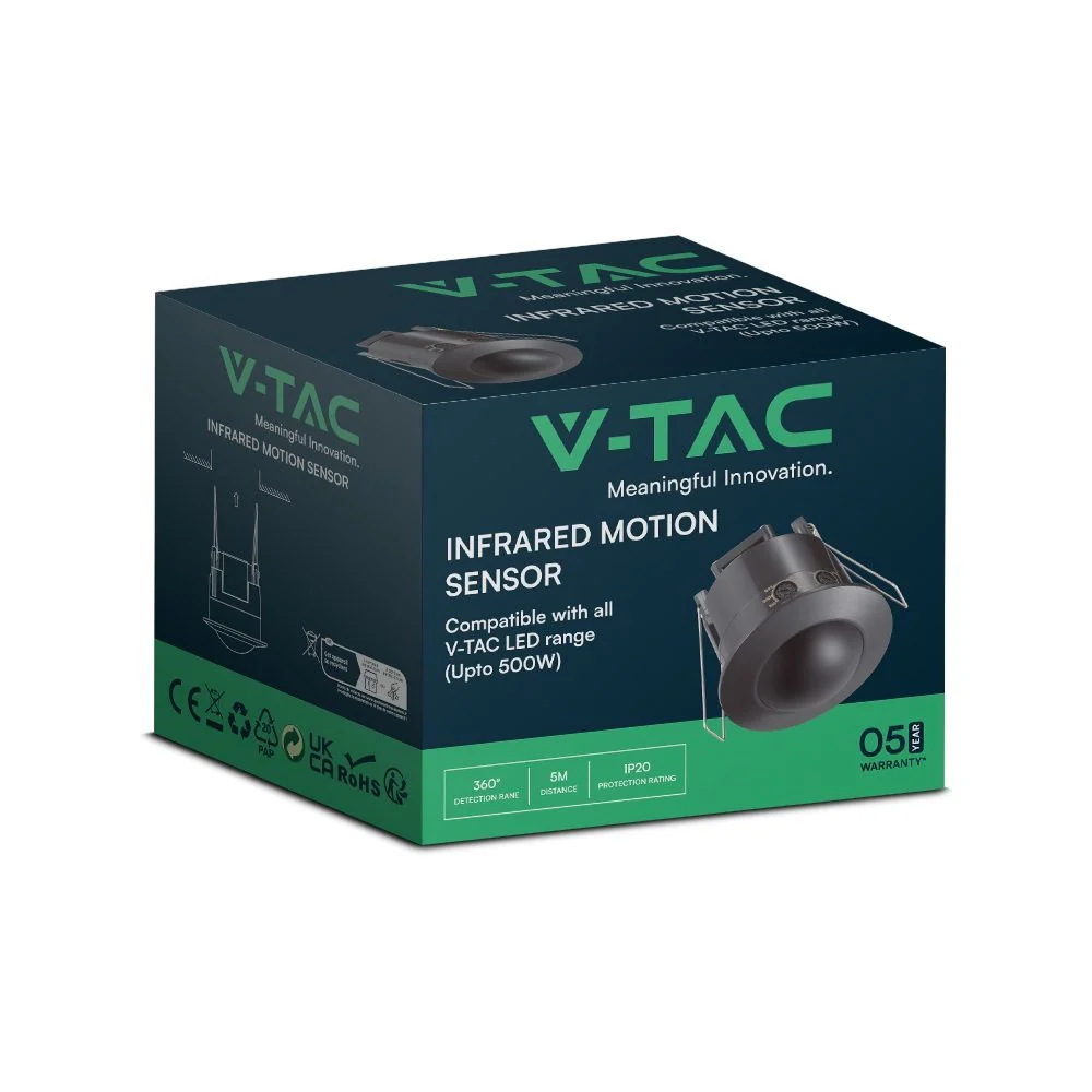 Sensore Movimento 360° Incasso Nero IP20 max 500W | V-TAC - Image 5