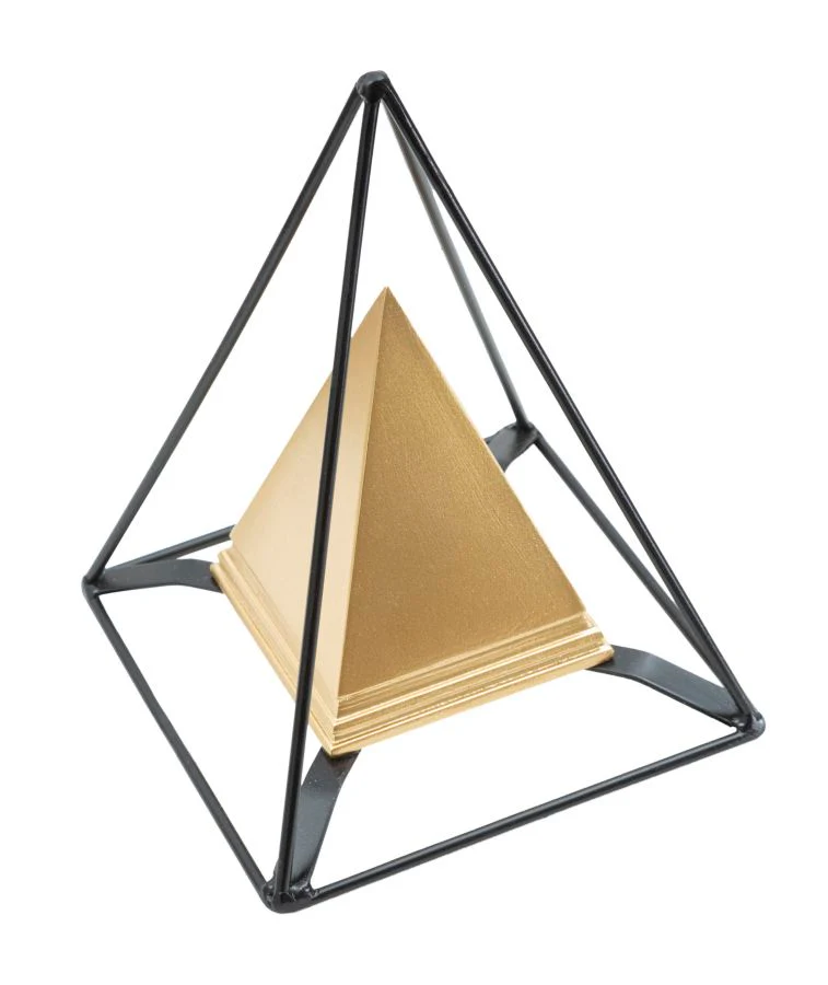 Piramide dorata con supporto in ferro 15x15x21 cm - Image 2
