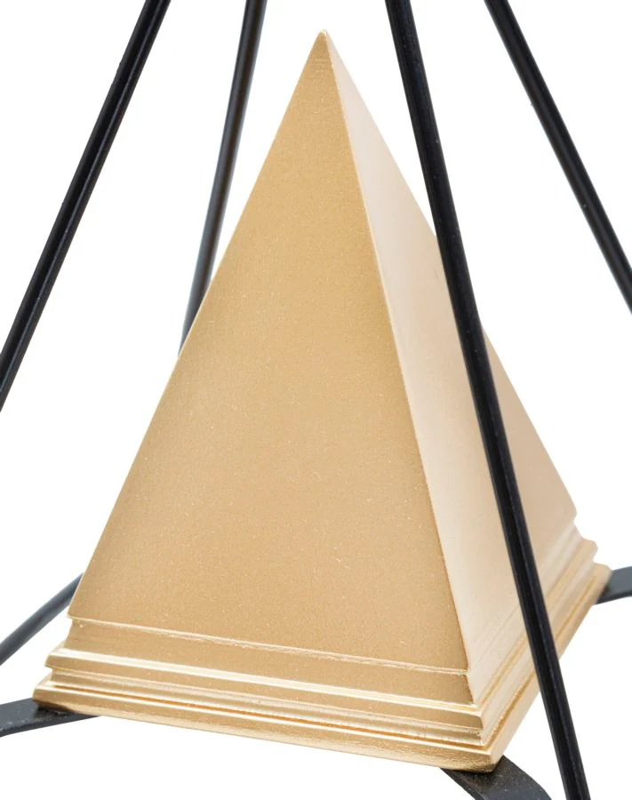 Piramide dorata con supporto in ferro 15x15x21 cm - Image 3