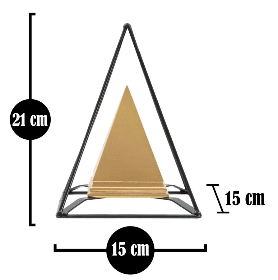 Piramide dorata con supporto in ferro 15x15x21 cm - Image 7