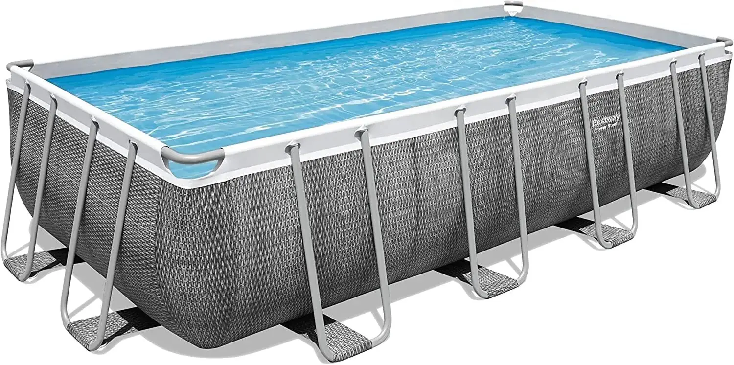 Piscina rettangolare stile rattan 488x244x122