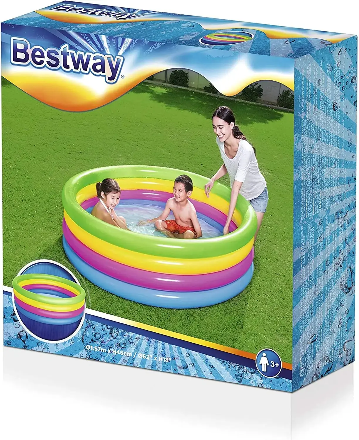Piscina per bambini a 4 anelli colorati 157x46 - Image 4