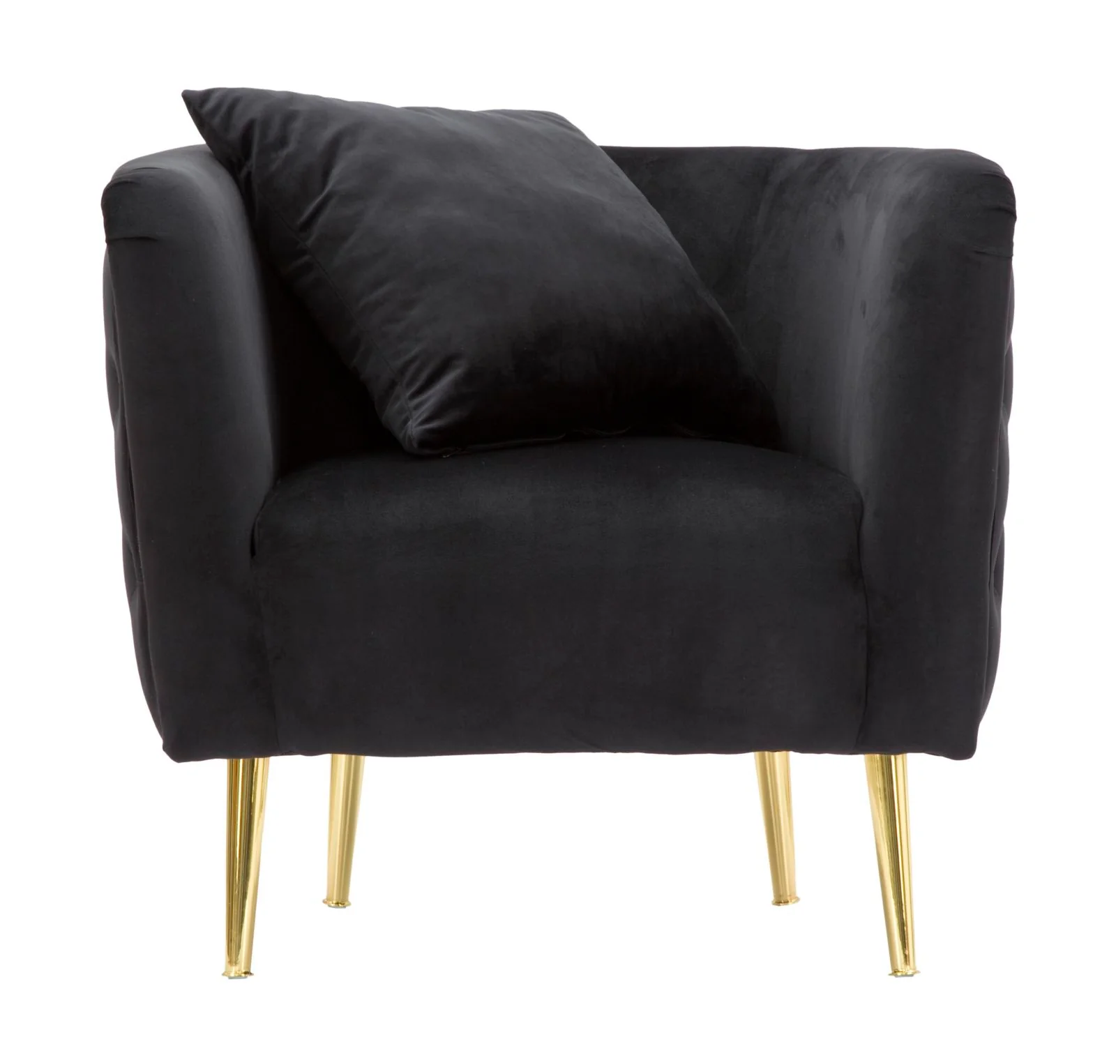 Poltrona Bucarest in Velluto Nero con Dettagli Dorati 76x74x71 - Image 2
