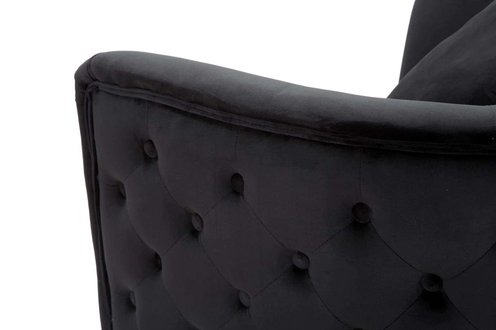 Poltrona Bucarest in Velluto Nero con Dettagli Dorati 76x74x71 - Image 8