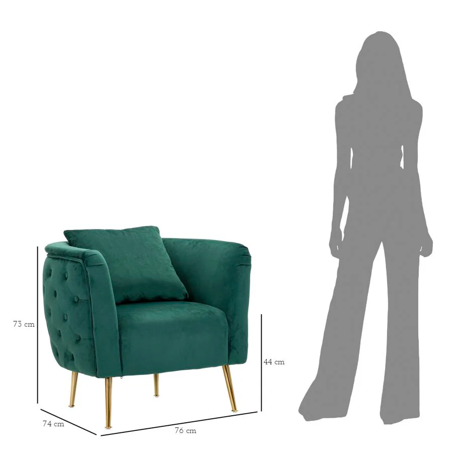 Poltrona Bucarest Verde Elegante 76x74x73 cm - Image 11
