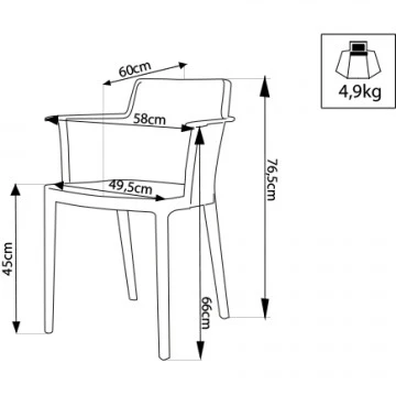 Poltrona Cathy - Poltrona impilabile in polipropilene - Dimensioni: 60x58x76.5cm - Image 7