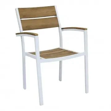 Poltrona Cayman con Struttura in Alluminio e Seduta in Polywood Teak - Image 2