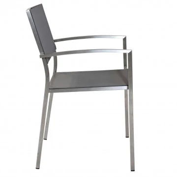 Poltrona Florida - Sedia da giardino in acciaio inox e textilene grigio - Image 2