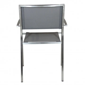 Poltrona Florida - Sedia da giardino in acciaio inox e textilene grigio - Image 3