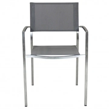 Poltrona Florida - Sedia da giardino in acciaio inox e textilene grigio - Image 4