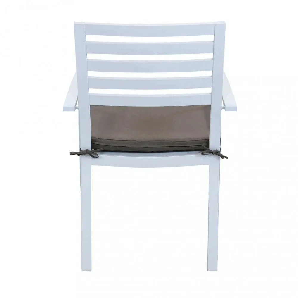 Poltrona da giardino in alluminio bianco con cuscino taupe (Dimensioni: 46x62x84 cm) - Image 4