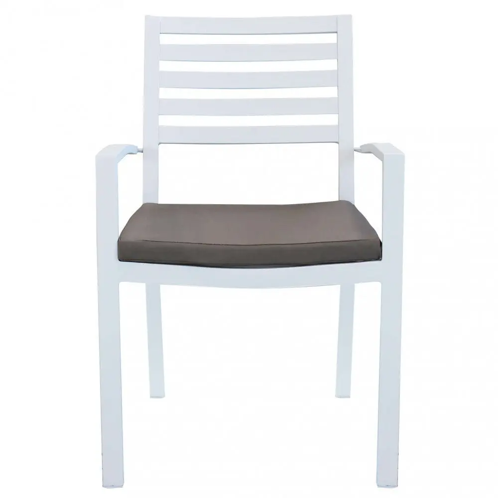 Poltrona da giardino in alluminio bianco con cuscino taupe (Dimensioni: 46x62x84 cm) - Image 7