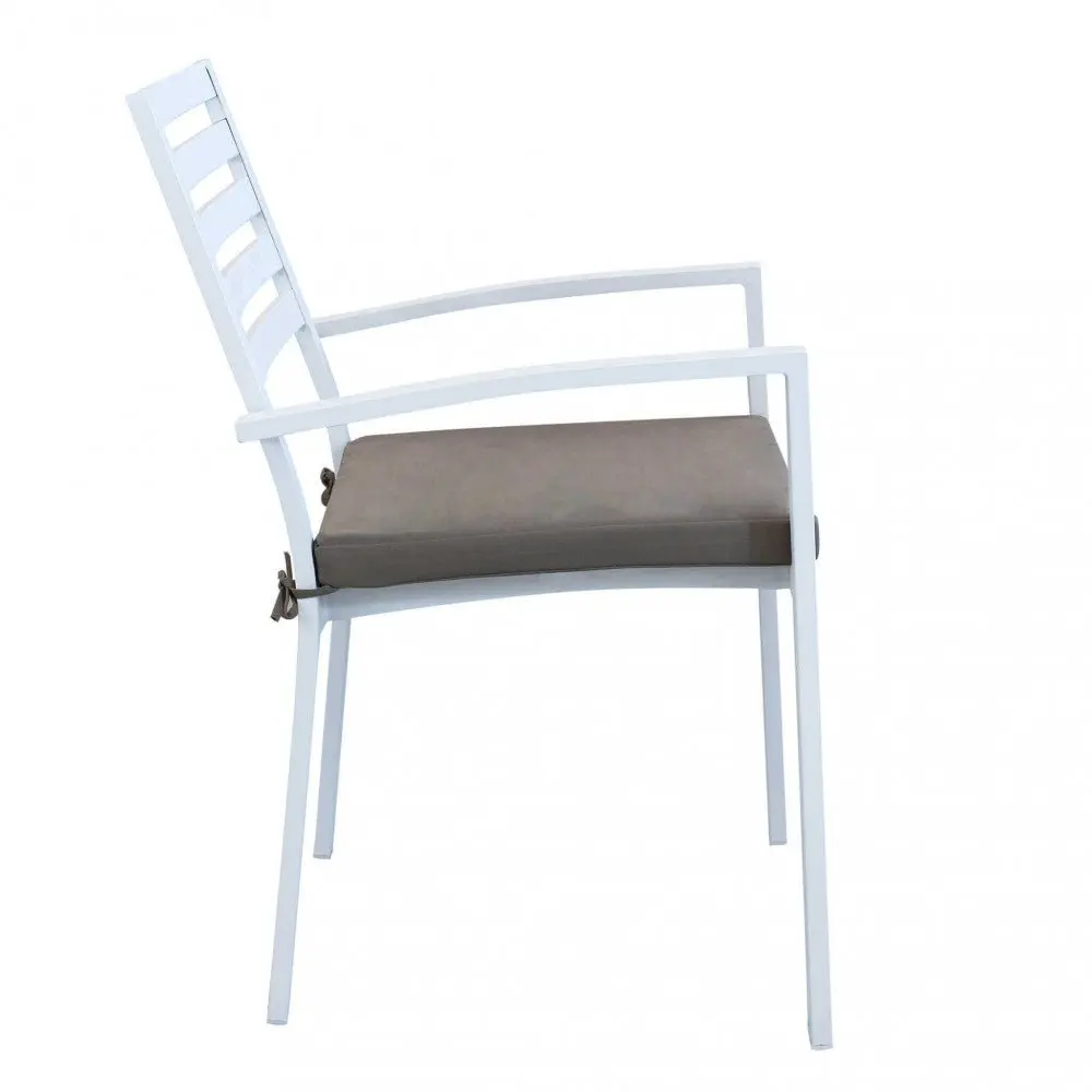 Poltrona da giardino in alluminio bianco con cuscino taupe (Dimensioni: 46x62x84 cm) - Image 8