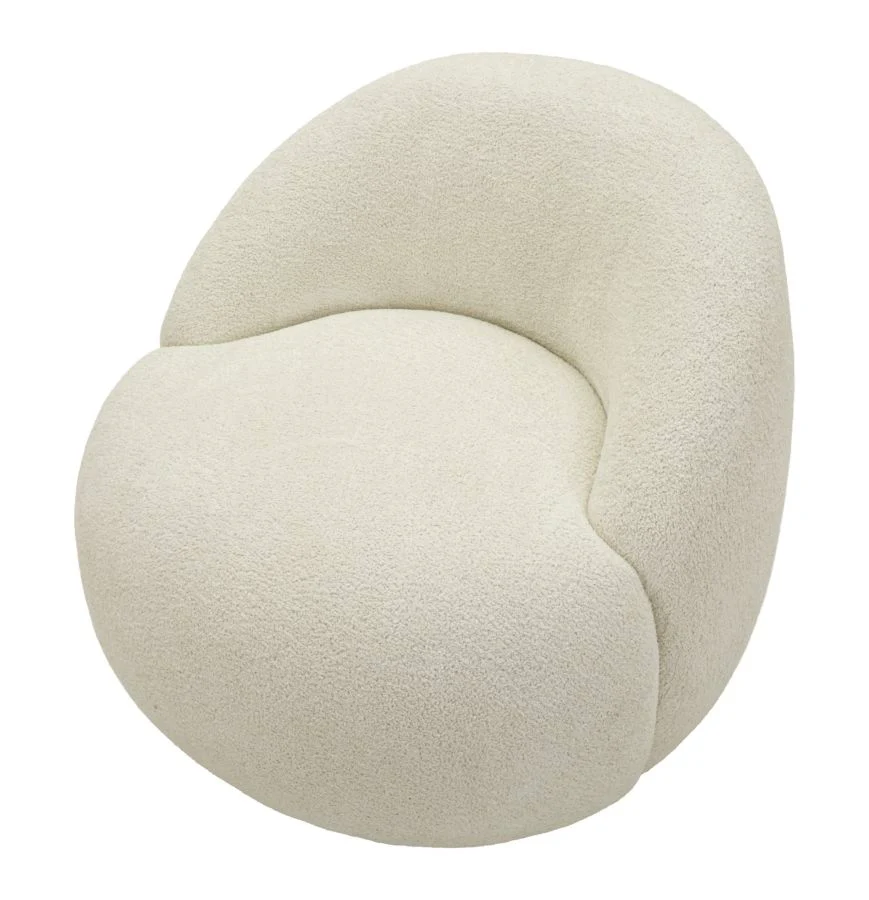 Poltrona Ginevra Bianca In Plywood Con Tessuto Bouclé Morbido E Comfort Nordic 81x78x64 Cm - Image 3