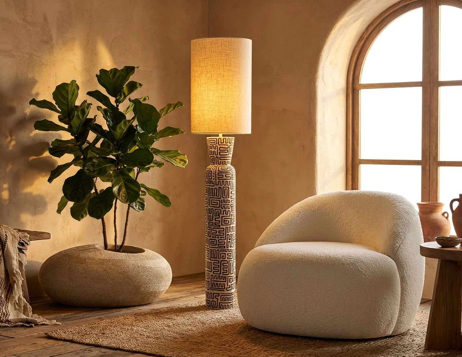 Poltrona Ginevra Bianca In Plywood Con Tessuto Bouclé Morbido E Comfort Nordic 81x78x64 Cm - Image 8