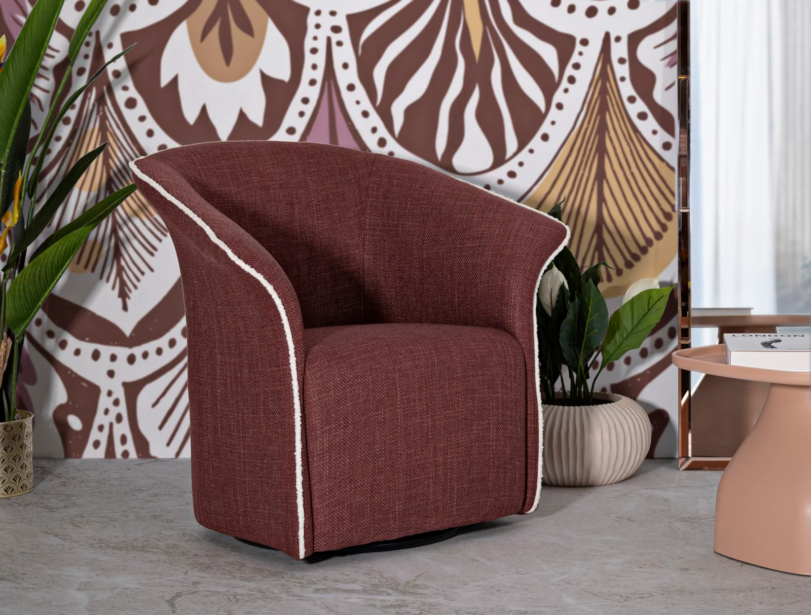 Poltrona Girevole Siena Bordeaux CM 83,5X66X80 Elegante - Image 21