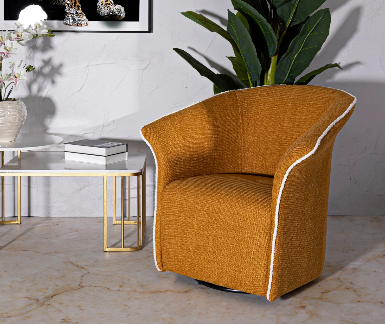 Poltrona Girevole Siena Senape 83,5X66X80 Alta 42 cm - Image 10