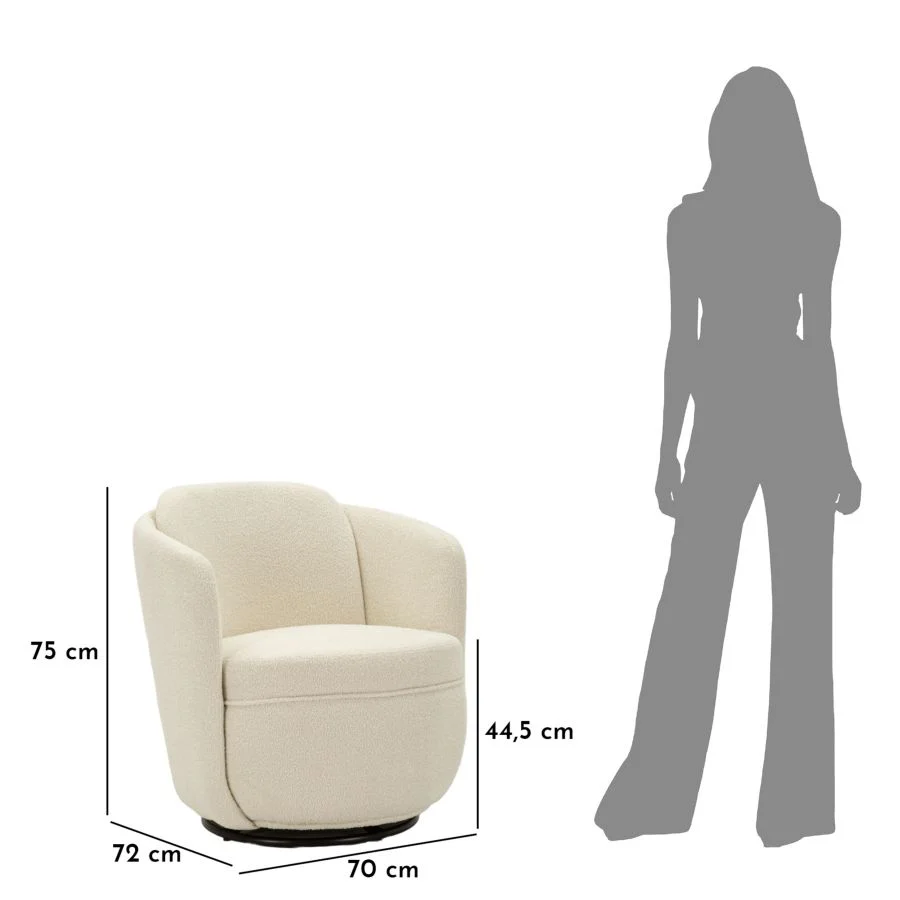 Poltrona Girevole Torino Crema 70X72X75 Alta Seduta 44,5 - Image 11