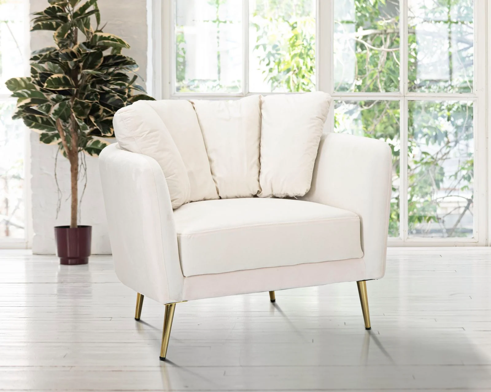 Poltrona Kiev in Tessuto Crema - Dimensioni 88x77x74 cm - Image 8