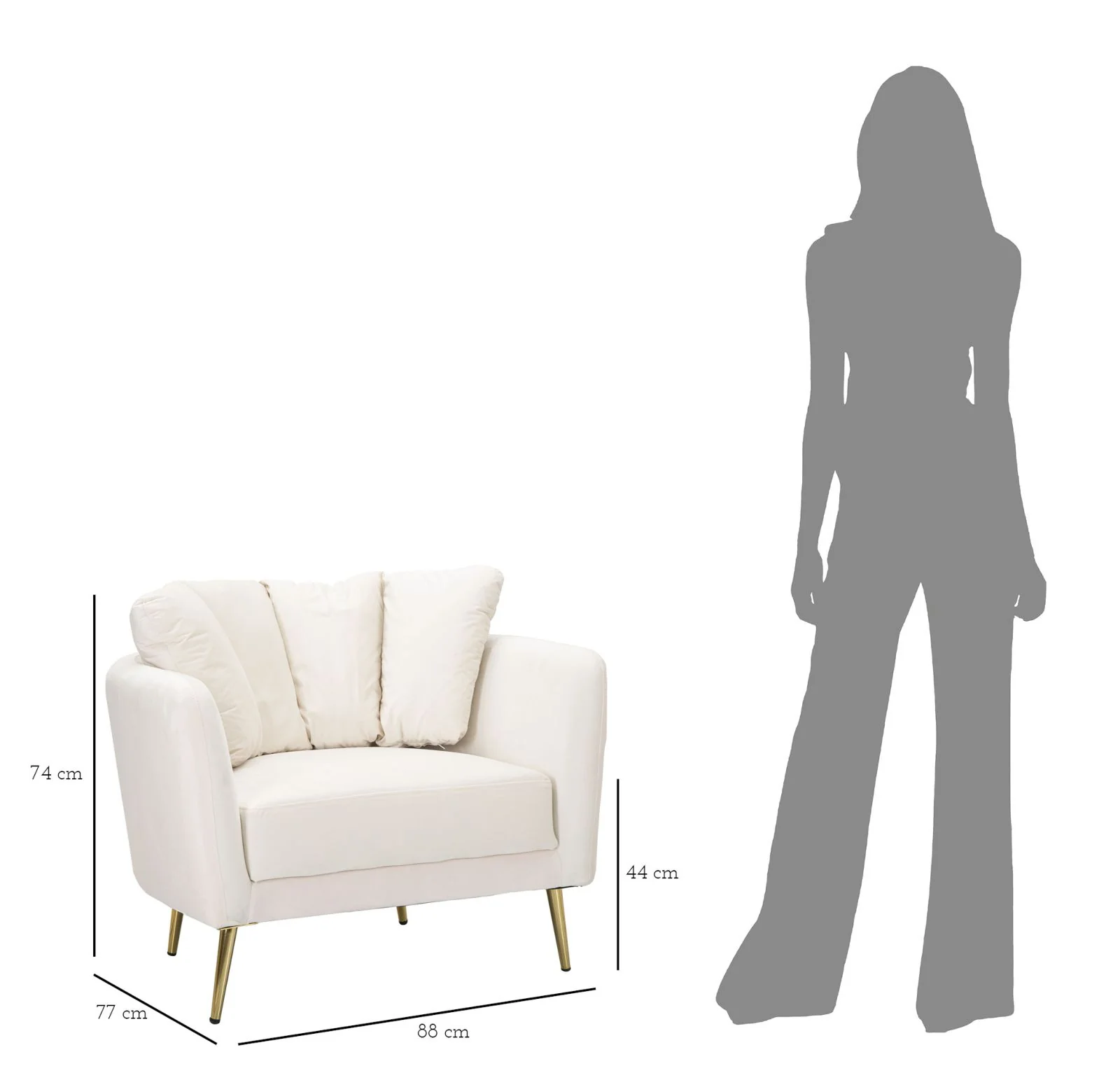 Poltrona Kiev in Tessuto Crema - Dimensioni 88x77x74 cm - Image 9