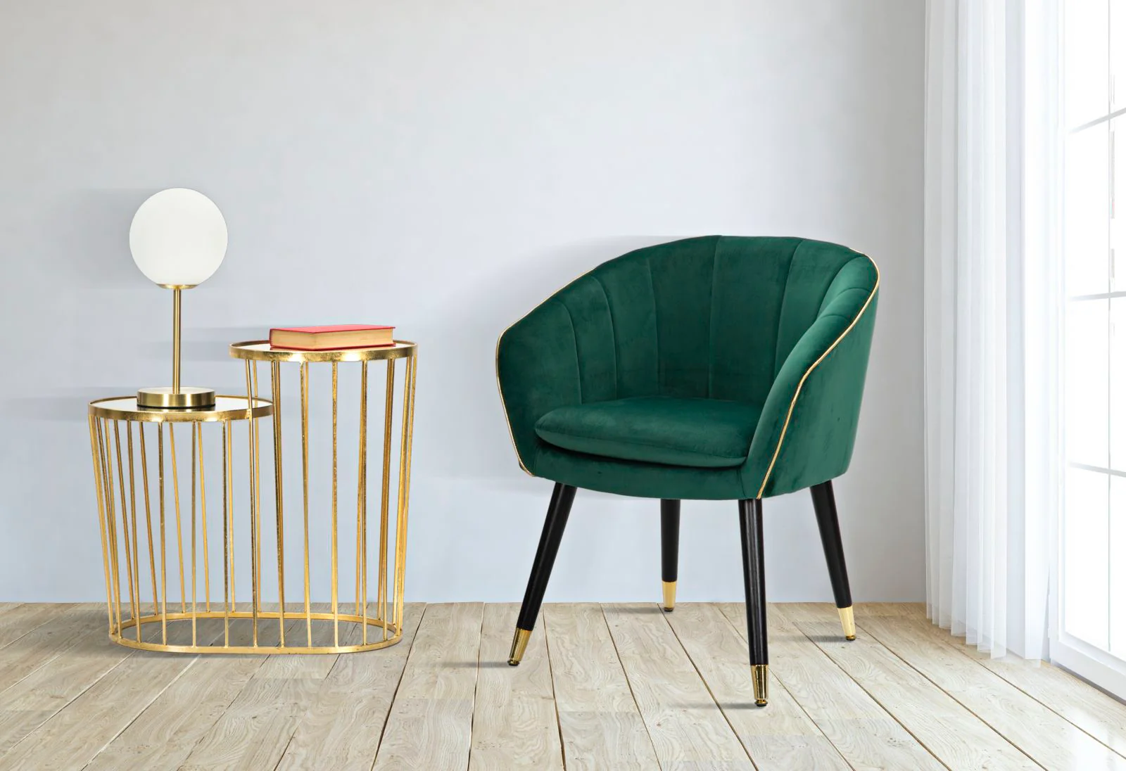 Poltrona Paris Verde e Oro cm 62x58x78 - Eleganza e Comfort per ogni Ambiente - Image 4