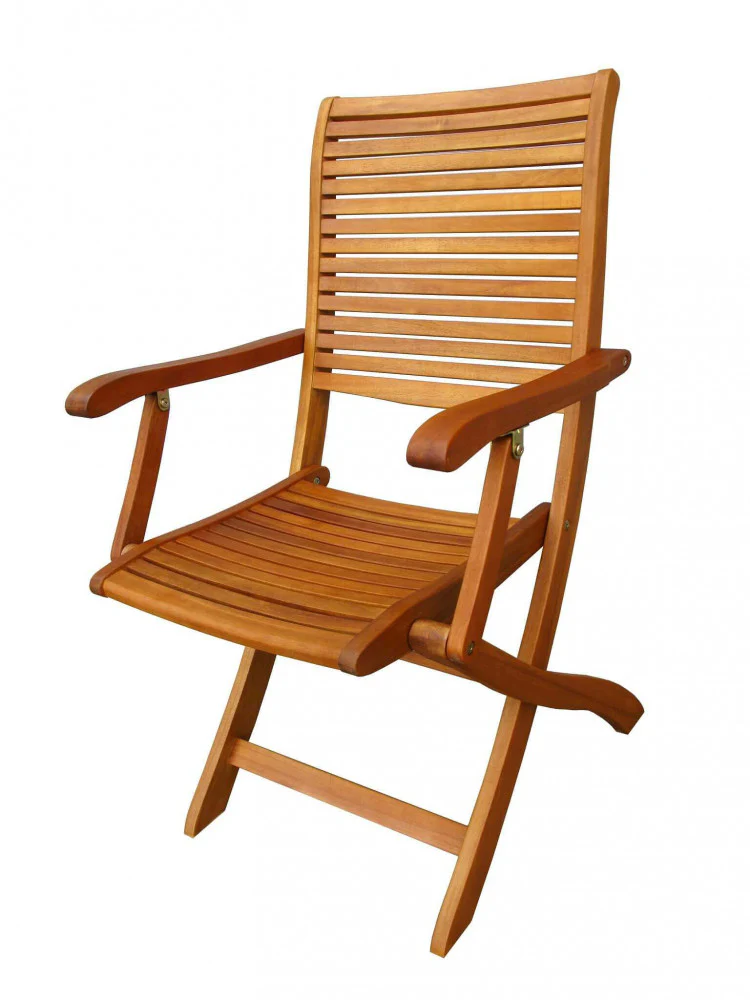 Poltrona Riviera con braccioli - Sedia in legno di Acacia Marrone 55 x 64 x 94 cm H - Image 5