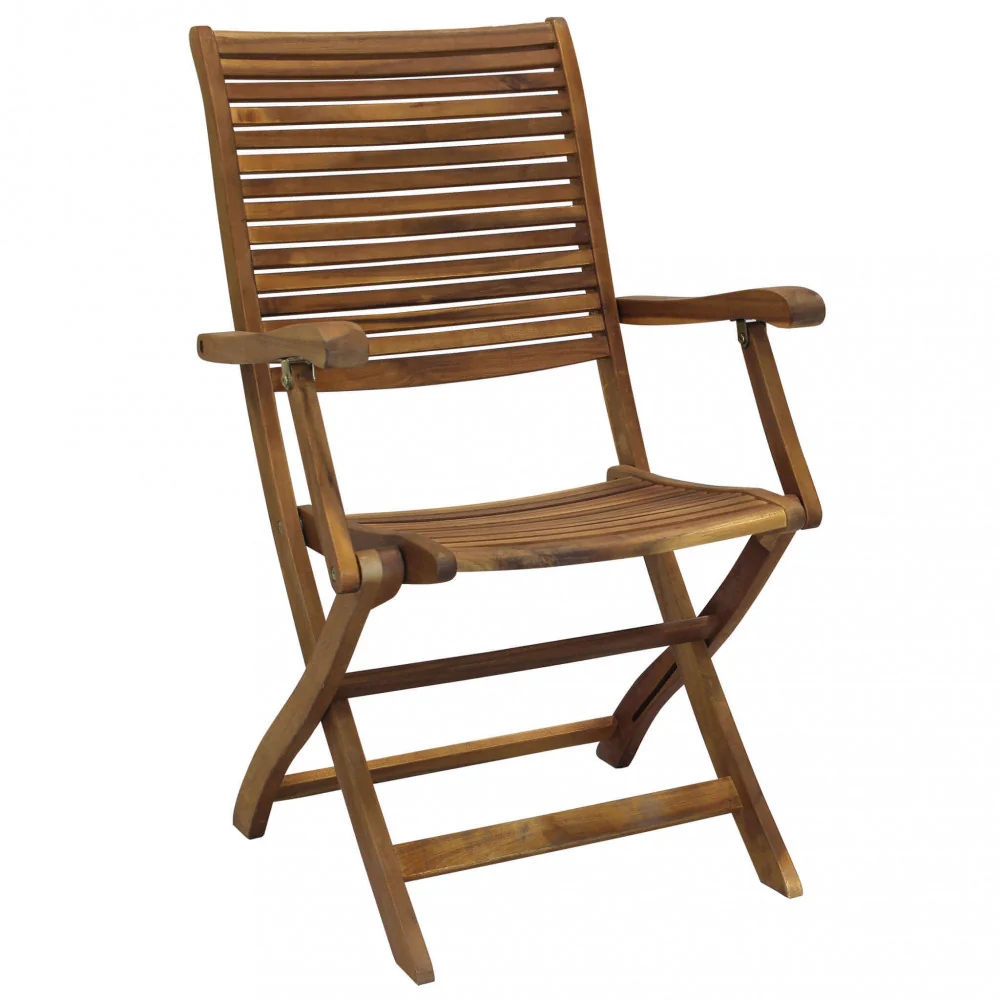 Poltrona Riviera con braccioli - Sedia in legno di Acacia Marrone 55 x 64 x 94 cm H - Image 6