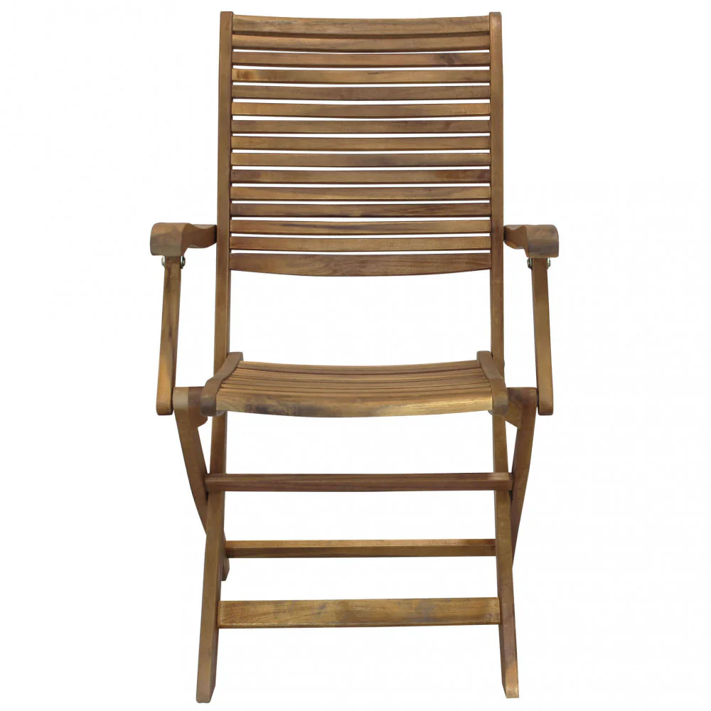 Poltrona Riviera con braccioli - Sedia in legno di Acacia Marrone 55 x 64 x 94 cm H - Image 7