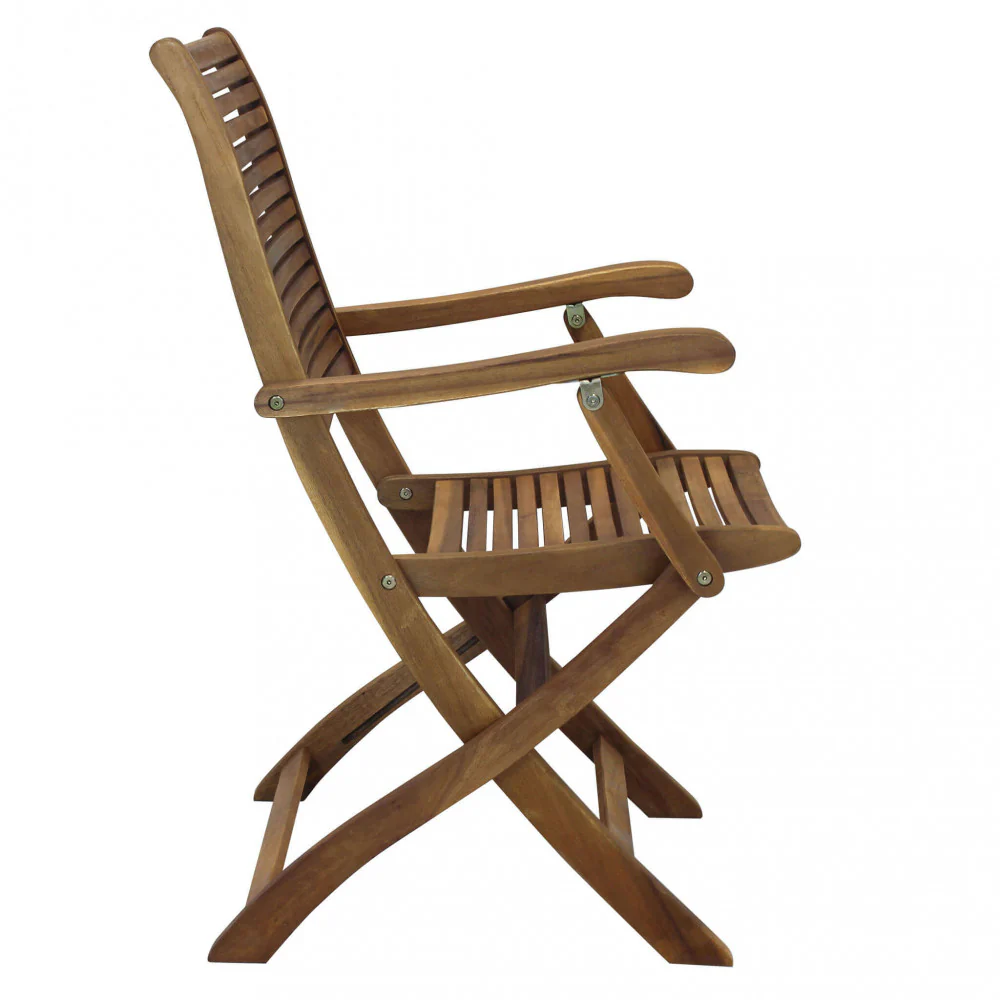 Poltrona Riviera con braccioli - Sedia in legno di Acacia Marrone 55 x 64 x 94 cm H - Image 8