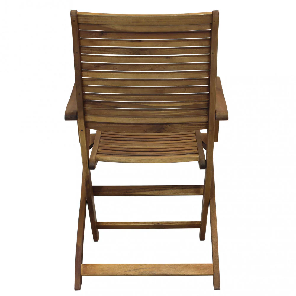 Poltrona Riviera con braccioli - Sedia in legno di Acacia Marrone 55 x 64 x 94 cm H - Image 9