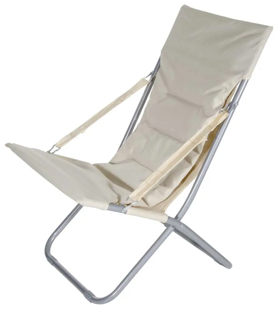 Poltrona Sdraio Maiorca 60x73x90h cm – Struttura in Metallo e Rivestimento in Poliestere Ecrù