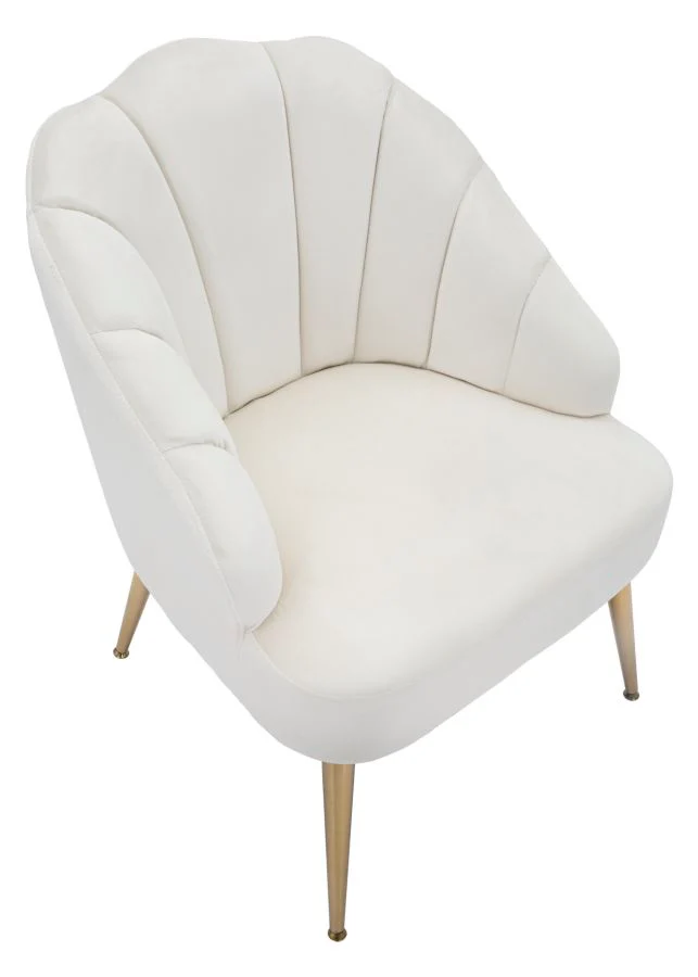 Poltrona Shell Velluto Crema Elegante 65x69x84 - Image 3