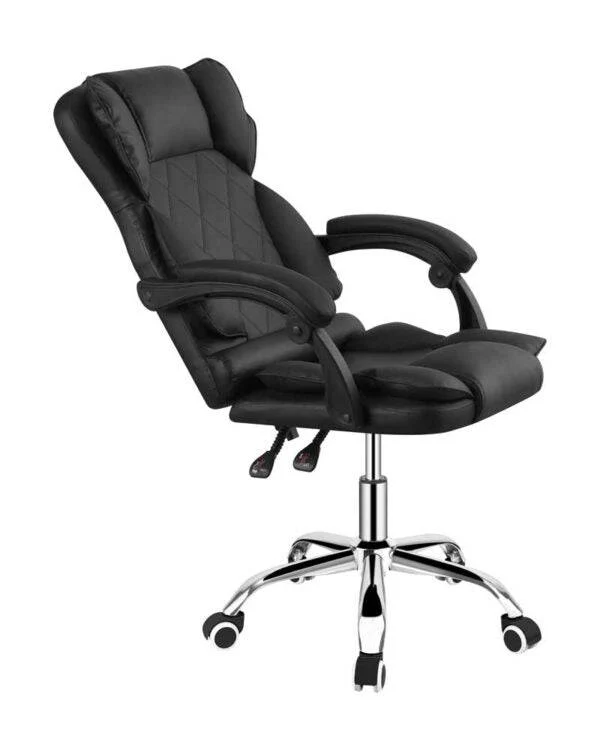 Poltrona Ufficio Milo Nera con Base Cromata e Funzione Reclinabile – 65x67x112-122h - Image 2