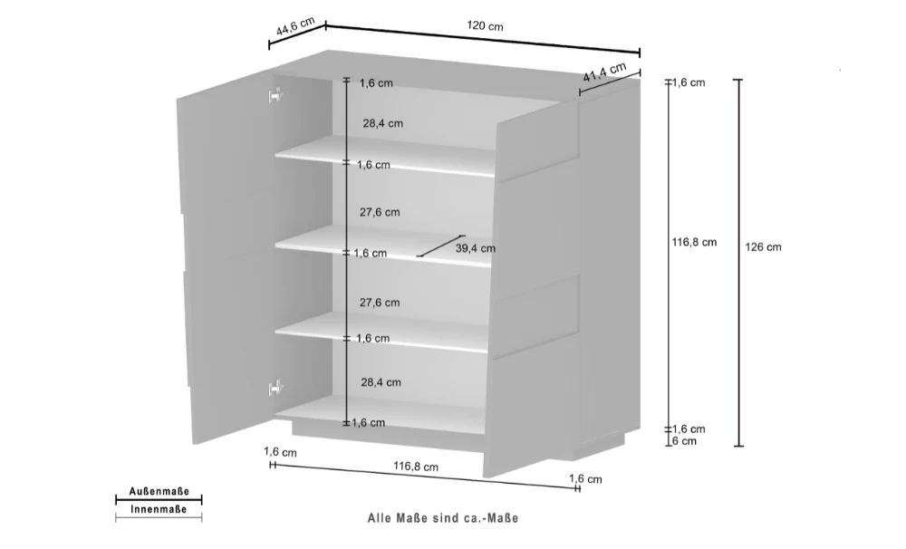Madia Alta PONGO 4 Ante – Rovere Wotan, 120x44x126 cm, Made in Italy - Image 3