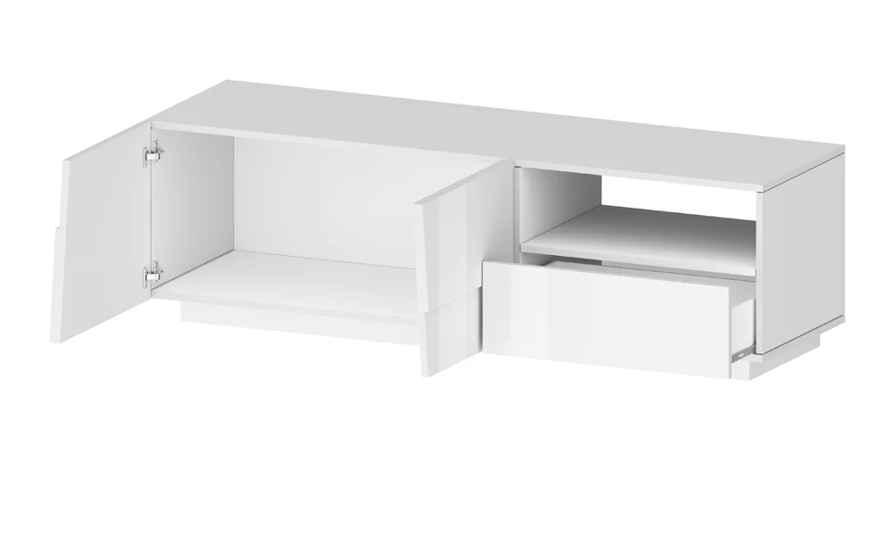 Porta TV PONGO 150 cm - Bianco Laccato, Design Moderno Made in Italy - Image 2