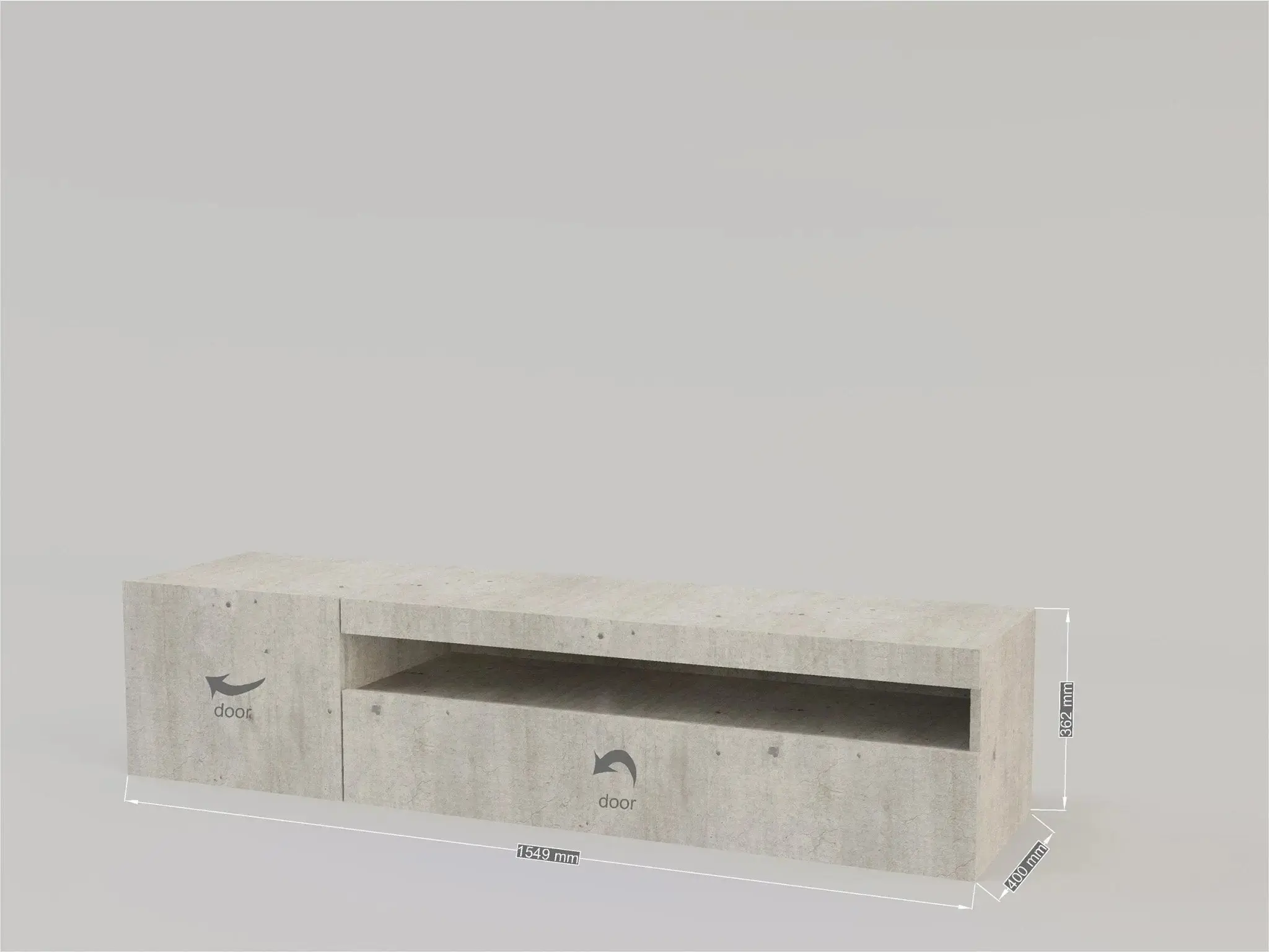Porta TV con 1 anta + anta ribalta in stile DAIQUIRI cemento - Image 4