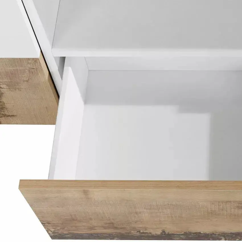 Porta TV Alien con dimensioni 260 x 43 x 46 cm Lowboard in Bianco Laccato/Acero Pereira - Image 6