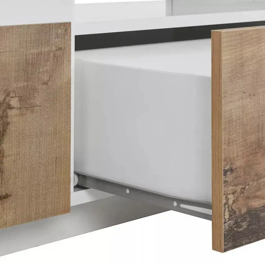 Porta TV Alien con dimensioni 260 x 43 x 46 cm Lowboard in Bianco Laccato/Acero Pereira - Image 7