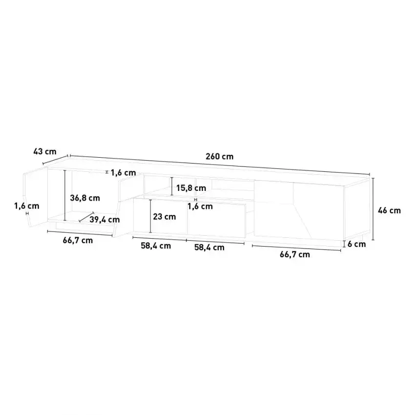 Porta TV in Bianco Laccato Alien Lowboard 260 x 43 x 46 cm - Image 9