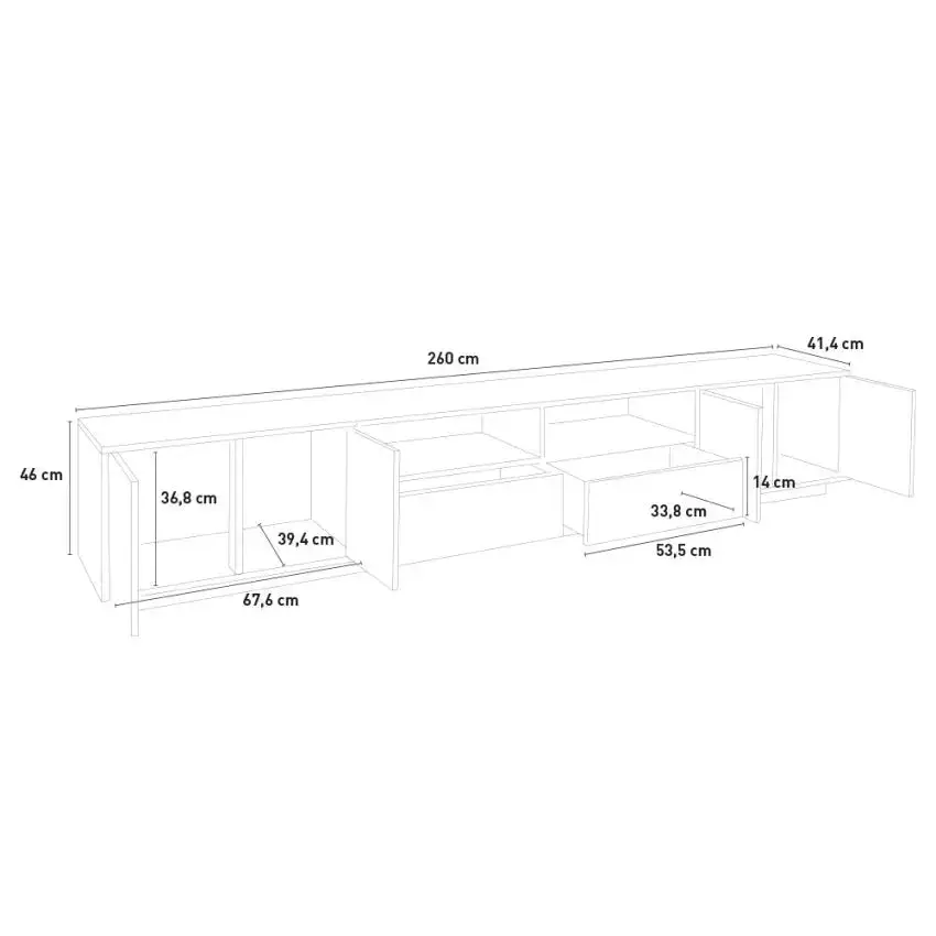 Porta TV Bloom Lowboard 260 x 41,4 x 46 cm - Bianco Laccato - Image 7