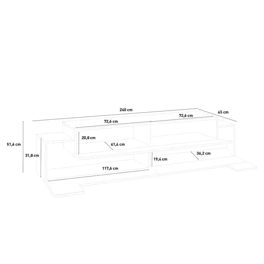 Porta TV CORO Bianco Laccato 240cm 240 x 45 x 51,6 cm - Image 7