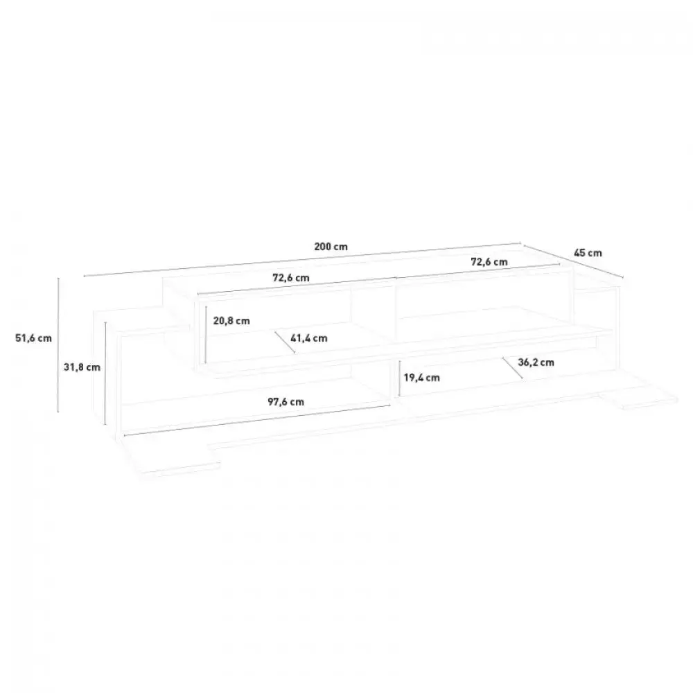 Porta TV Corona Bianco Laccato 200 cm - Dimensioni: 200 x 45 x 51,6 cm - Image 4