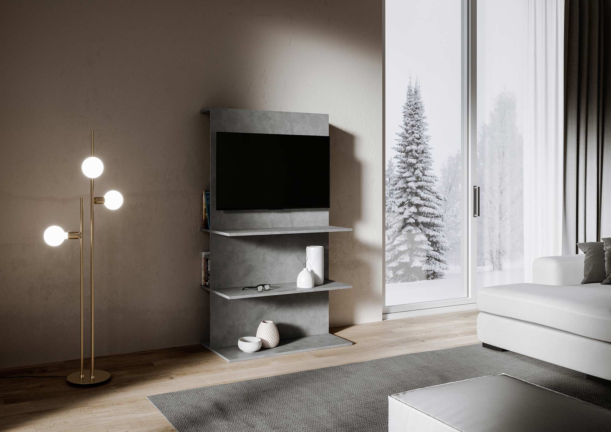 Porta TV Loki antracite spatolato - Image 3