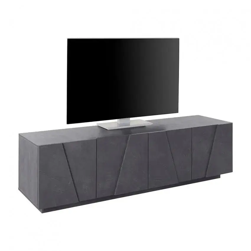Porta TV PING Moderna con 4 Ante Battenti in Ardesia - Image 2